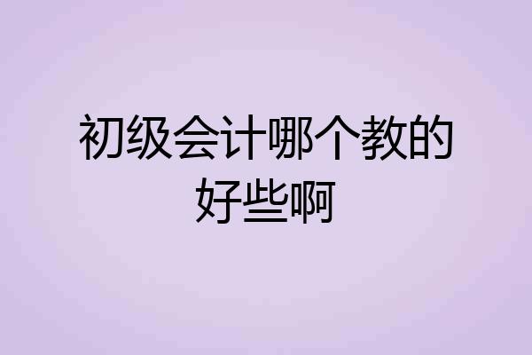 初级会计哪个教的好些啊