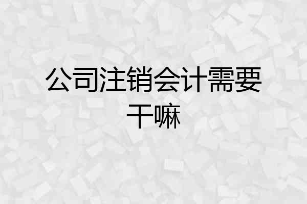 公司注销会计需要干嘛
