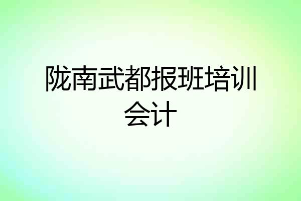 陇南武都报班培训会计