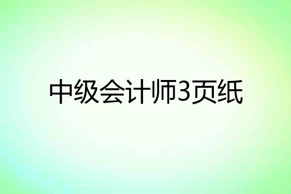 中级会计师3页纸