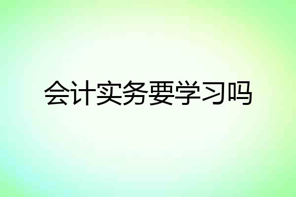 会计实务要学习吗