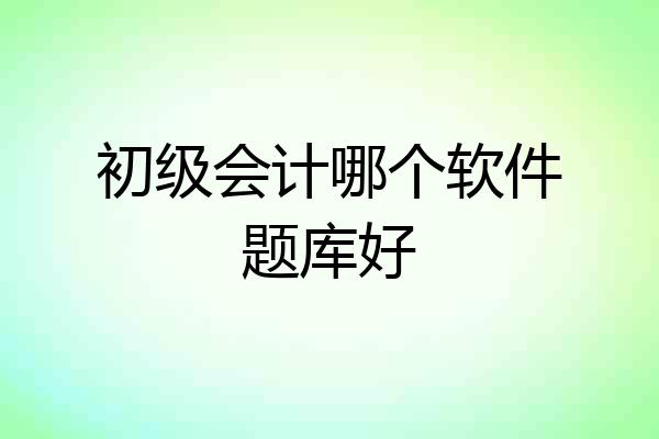 初级会计哪个软件题库好