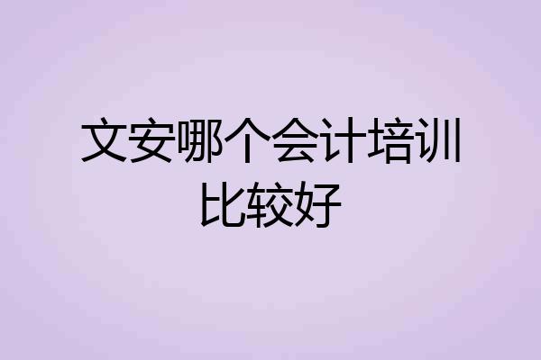 文安哪个会计培训比较好
