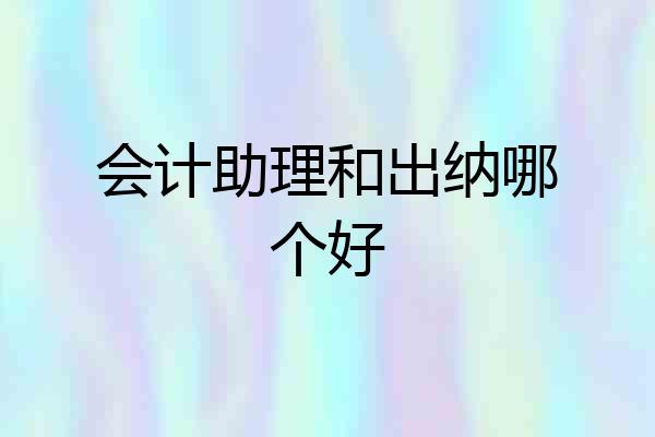 会计助理和出纳哪个好