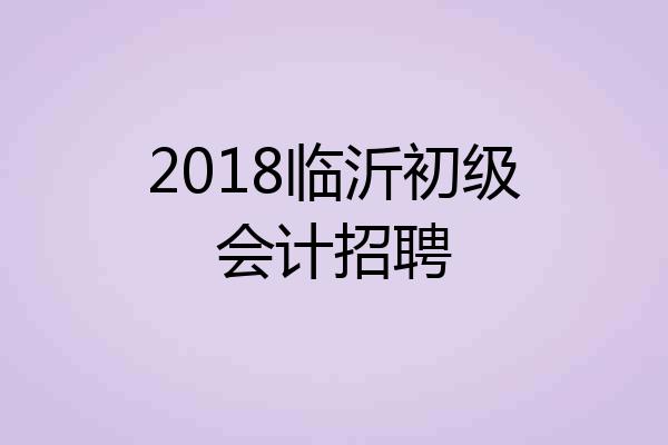 2018临沂初级会计招聘