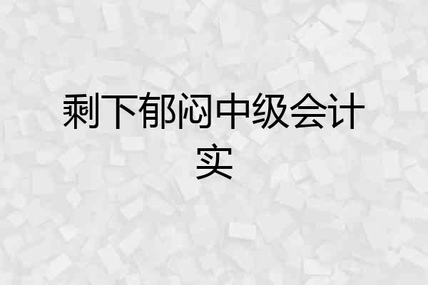 剩下郁闷中级会计实