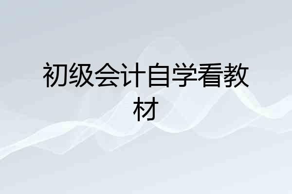 初级会计自学看教材