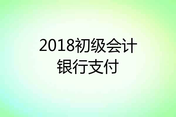 2018初级会计银行支付