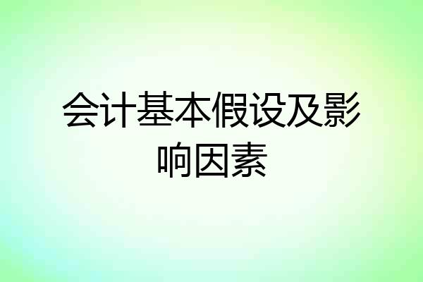 会计基本假设及影响因素