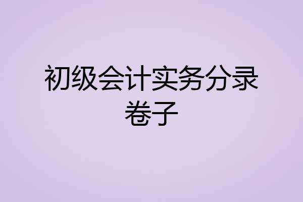 初级会计实务分录卷子