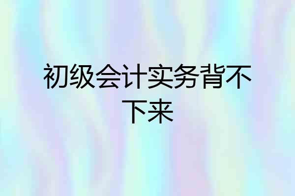 初级会计实务背不下来