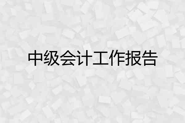 中级会计工作报告