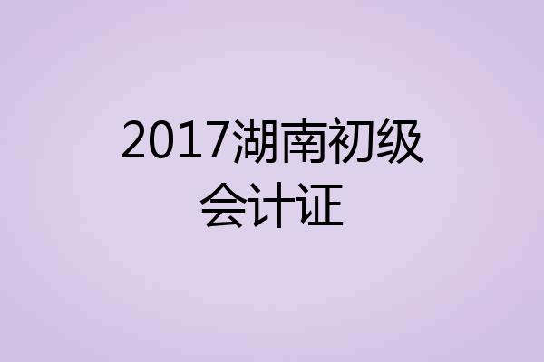 2017湖南初级会计证