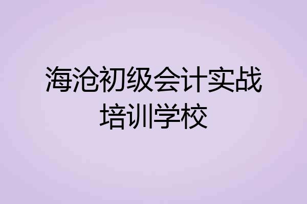 海沧初级会计实战培训学校