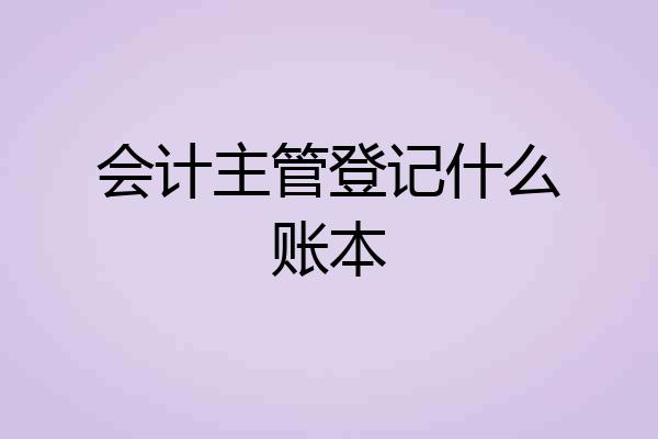 会计主管登记什么账本