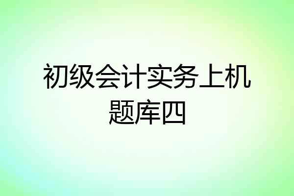 初级会计实务上机题库四