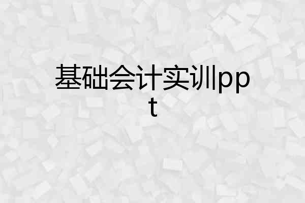 基础会计实训ppt