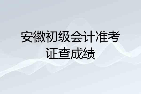 安徽初级会计准考证查成绩