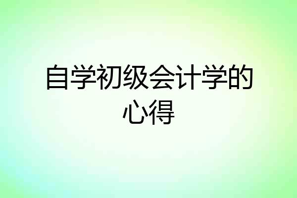 自学初级会计学的心得