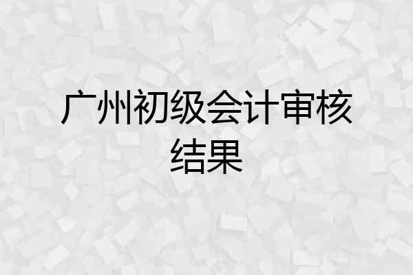 广州初级会计审核结果