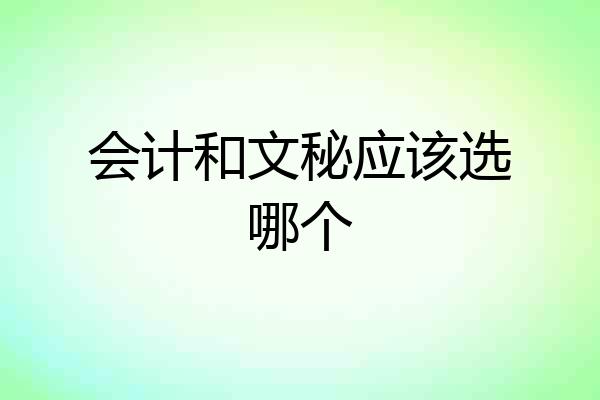 会计和文秘应该选哪个