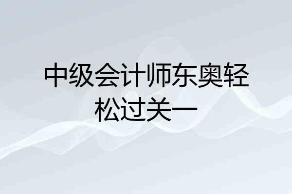 中级会计师东奥轻松过关一