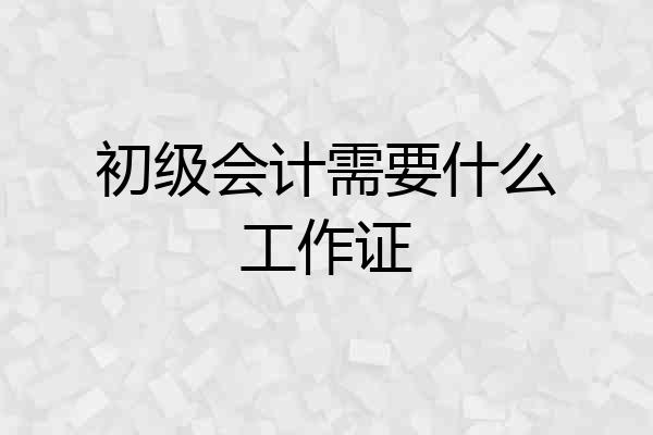 初级会计需要什么工作证