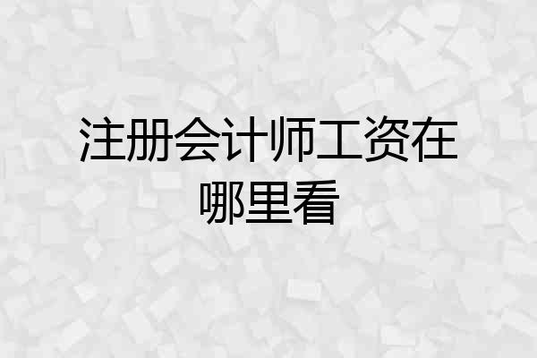 注册会计师工资在哪里看