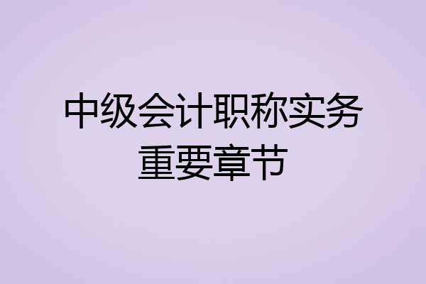 中级会计职称实务重要章节
