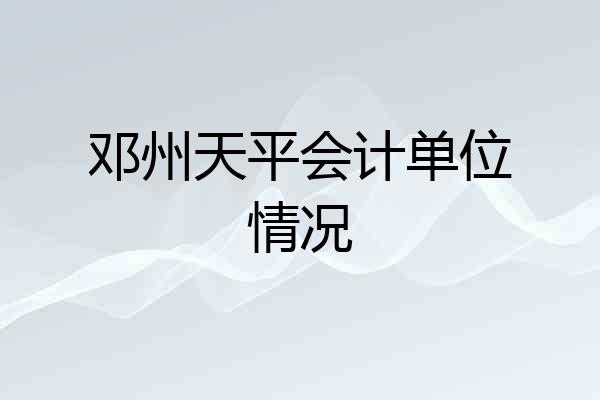 邓州天平会计单位情况