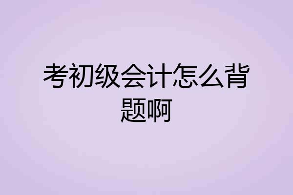 考初级会计怎么背题啊