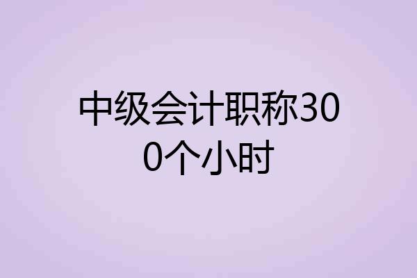中级会计职称300个小时