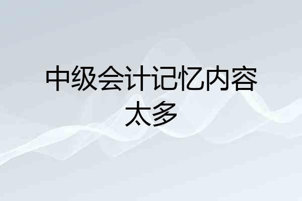 中级会计记忆内容太多