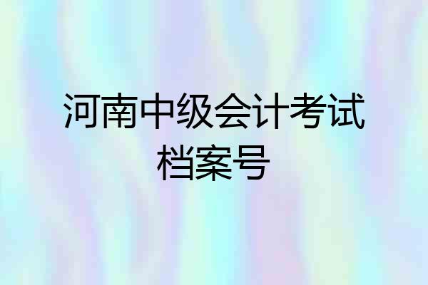 河南中级会计考试档案号