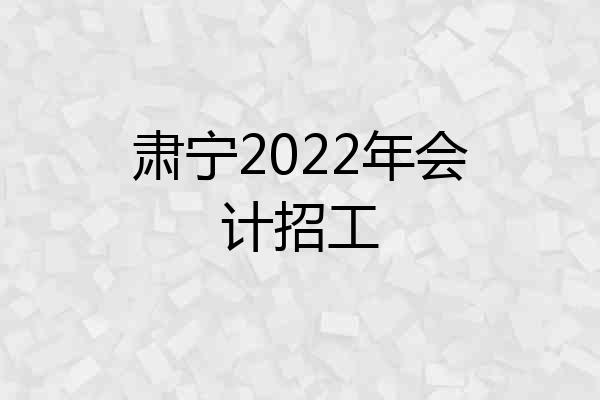 肃宁2022年会计招工
