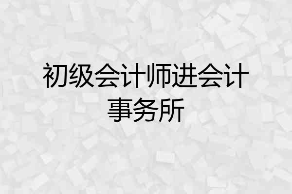 初级会计师进会计事务所