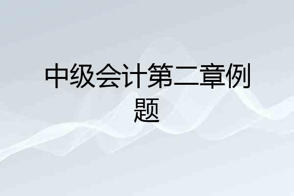 中级会计第二章例题