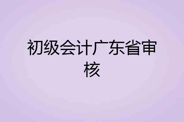 初级会计广东省审核