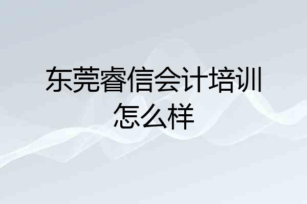东莞睿信会计培训怎么样