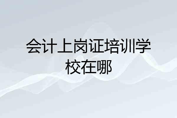 会计上岗证培训学校在哪