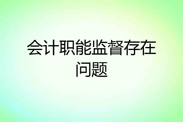 会计职能监督存在问题