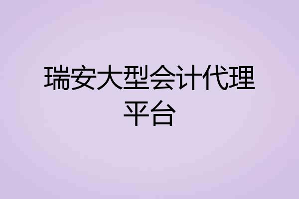 瑞安大型会计代理平台