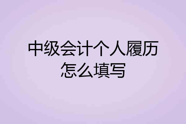 中级会计个人履历怎么填写
