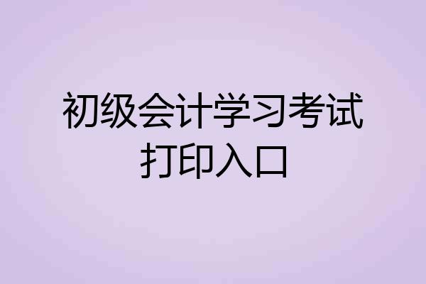 初级会计学习考试打印入口