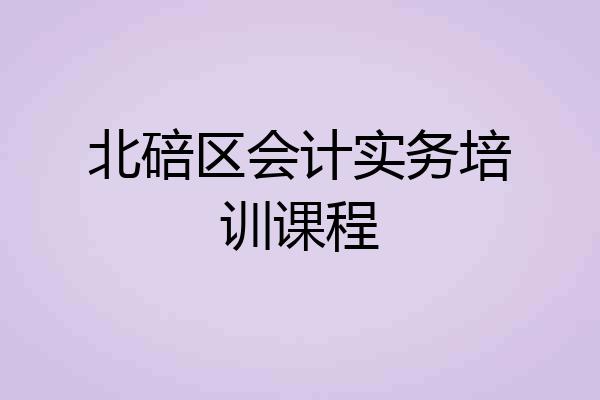 北碚区会计实务培训课程