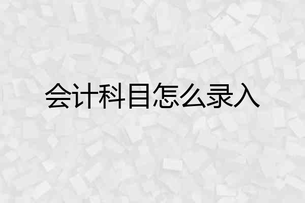 会计科目怎么录入
