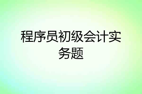 程序员初级会计实务题