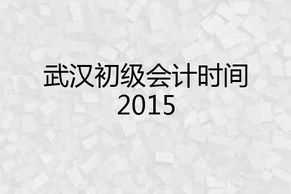 武汉初级会计时间2015