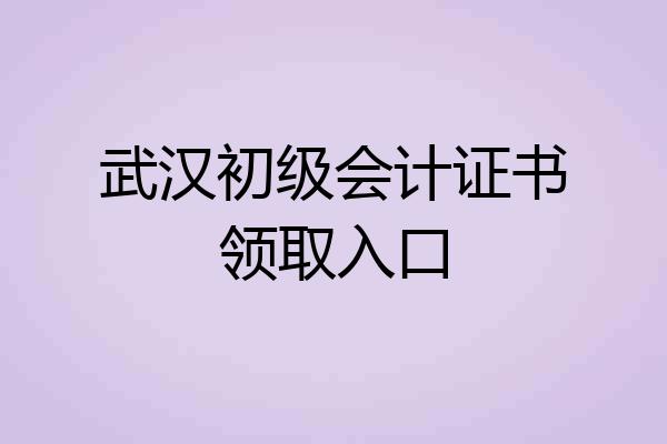 武汉初级会计证书领取入口