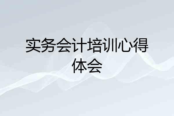 实务会计培训心得体会